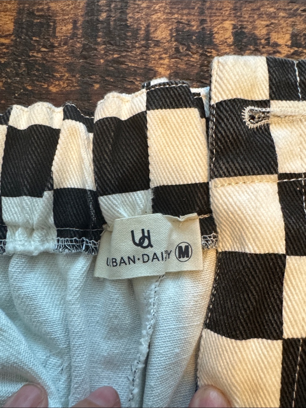 High-Waist Checkerboard Shorts - Black & White - Picture 2 of 5